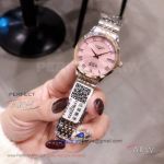 Perfect Replica Longines Pink Dial 2-Tone Rose Gold Band 32mm Women's Watch